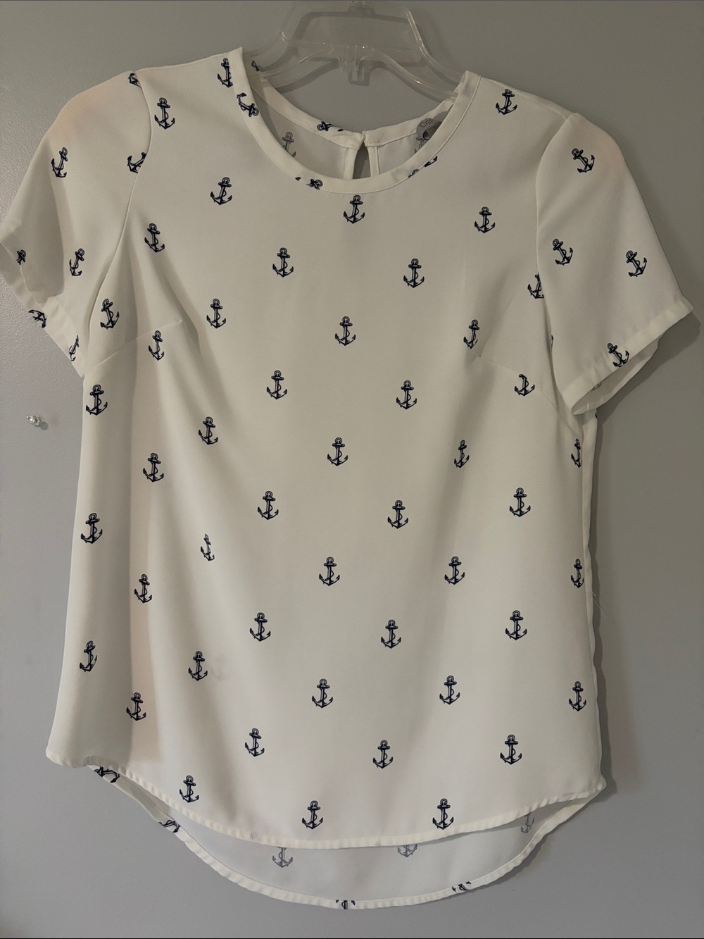 Dalia White Short-Sleeve Anchor Print Blouse